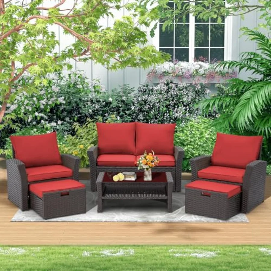 6 Piece Patio Conversation Set Outdoor Sectional Rattan Sofa with Ottoman and Storage Table for Garden Porch Backyard B
6 Piece Patio Conversation Set Outdoor Sectional Rattan Sofa with Ottoman and Storage Table for Garden Porch Backyard B