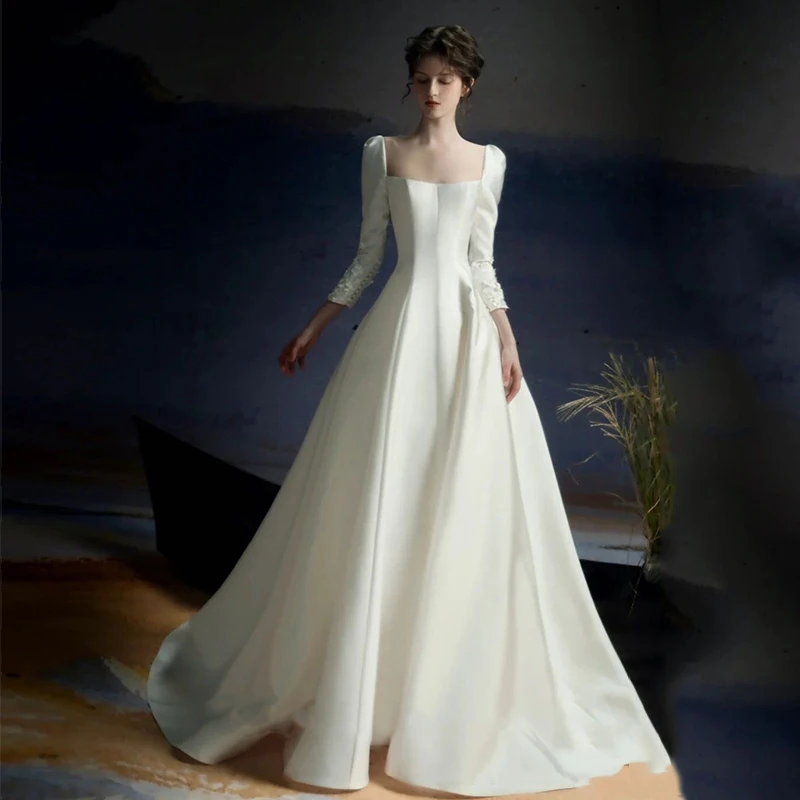 Ele Satin Long Sve Light Wedding Dr Vintage Square Collar Slimming Tail Forest System Bride Main Dr
Ele Satin Long Sve Light Wedding Dr Vintage Square Collar Slimming Tail Forest System Bride Main Dr