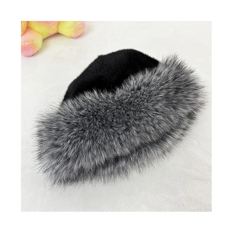 Winter Silver Fox Mongolian hat Black Fox Fur Circumference men's women's Fisherman Hats Warm Faux Leather Grass Hat 4M999
Winter Silver Fox Mongolian hat Black Fox Fur Circumference men's women's Fisherman Hats Warm Faux Leather Grass Hat 4M999