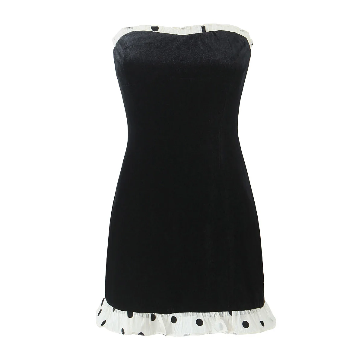 Polka Dot Mesh Patchwork Mini Dress Women Slash Neck Black Velvet Slim Short Dresses Elegant Fashion Strapless Party Vestidos
Polka Dot Mesh Patchwork Mini Dress Women Slash Neck Black Velvet Slim Short Dresses Elegant Fashion Strapless Party Vestidos