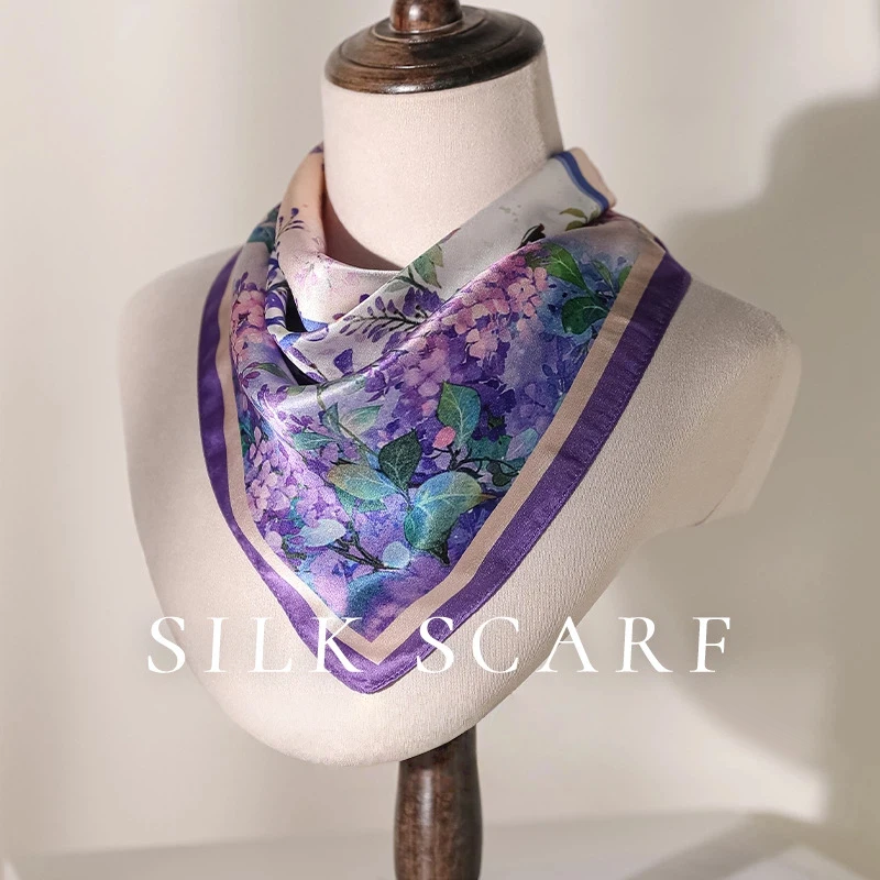 100% Silk handkerchiefs luxury brands purple floral print neck scarf for women spring vintage square scarves ladies accessory
100% Silk handkerchiefs luxury brands purple floral print neck scarf for women spring vintage square scarves ladies accessory