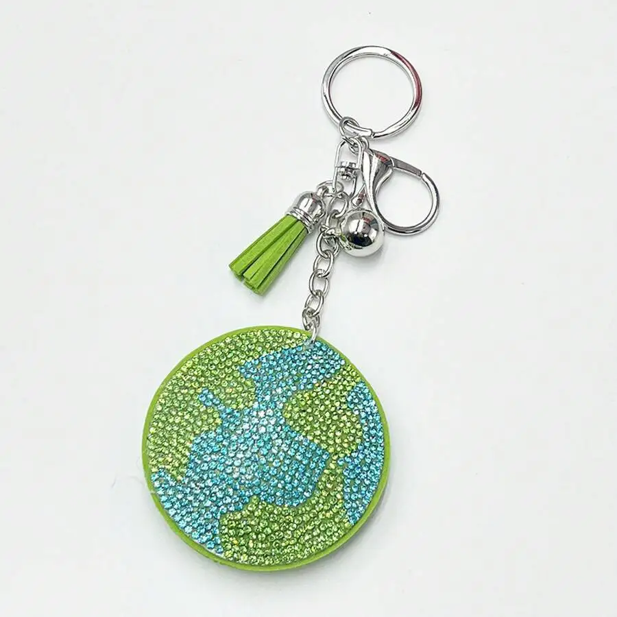 Bling Rhinestone Earth Keychain With Green Tassel Bag Charm Handbag Car Key Accessory
Bling Rhinestone Earth Keychain With Green Tassel Bag Charm Handbag Car Key Accessory