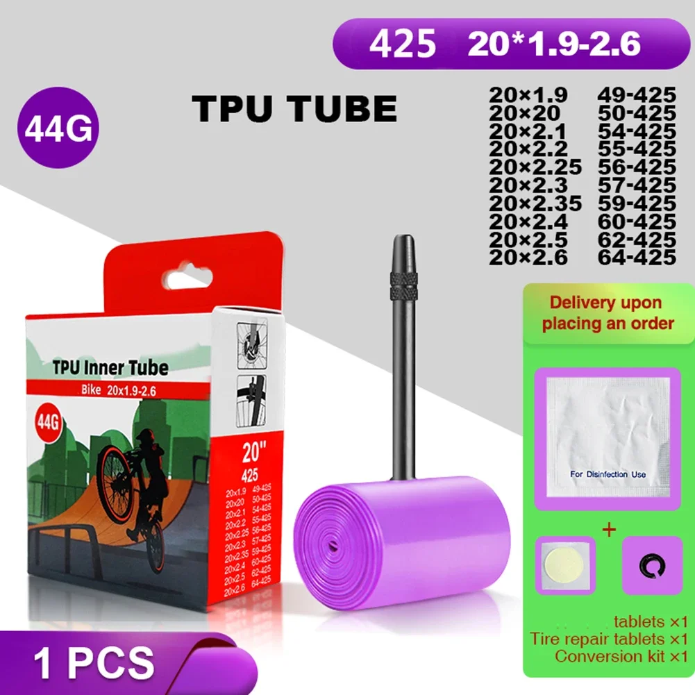 20-дюймовая сверхлегкая велосипедная камера 44 г для конструкции из ТПУ для велосипедов BMX425, усиленный клапан для длительного использования 
20-дюймовая сверхлегкая велосипедная камера 44 г для конструкции из ТПУ для велосипедов BMX425, усиленный клапан для длительного использования