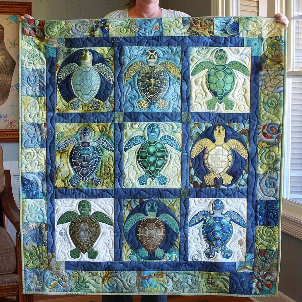 Vintage Sea Turtle Print Patchwork Flannel Blanket - Ocean Color Soft All-Season Throw for Bed Couch Camping, Turtle Lover Gift
Vintage Sea Turtle Print Patchwork Flannel Blanket - Ocean Color Soft All-Season Throw for Bed Couch Camping, Turtle Lover Gift