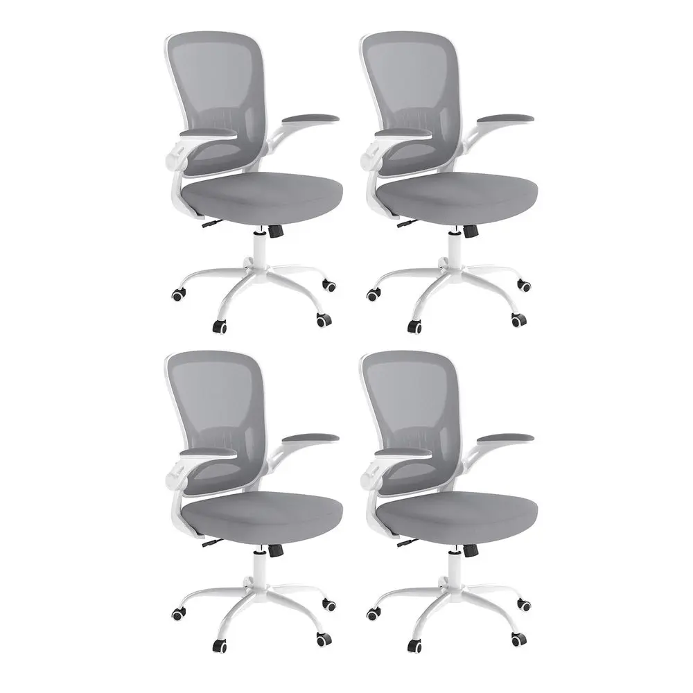 Office Chair Set of 4, Ergonomic Home Office Desk Chairs with Flipup Arms and Lumbar Support, Height Adjustable, Grey
Office Chair Set of 4, Ergonomic Home Office Desk Chairs with Flipup Arms and Lumbar Support, Height Adjustable, Grey