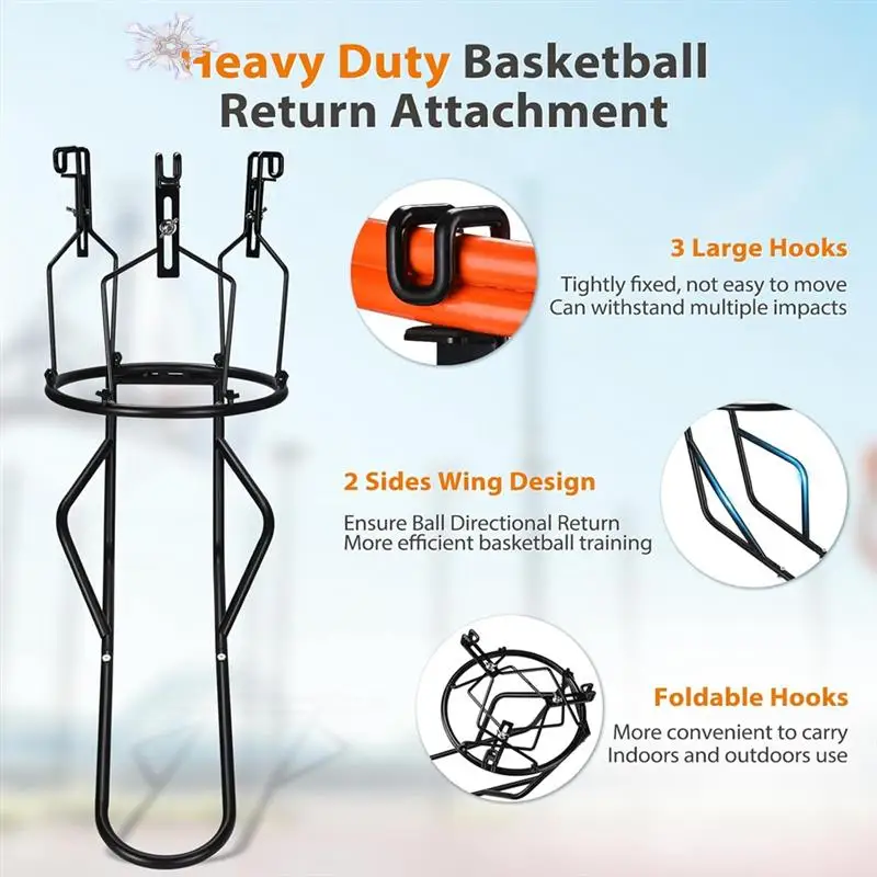 Basketball Return Attachment, Heavy Duty Basketball Rebounder With 3 Stable Large Hooks, Basketball Accessories
Basketball Return Attachment, Heavy Duty Basketball Rebounder With 3 Stable Large Hooks, Basketball Accessories
