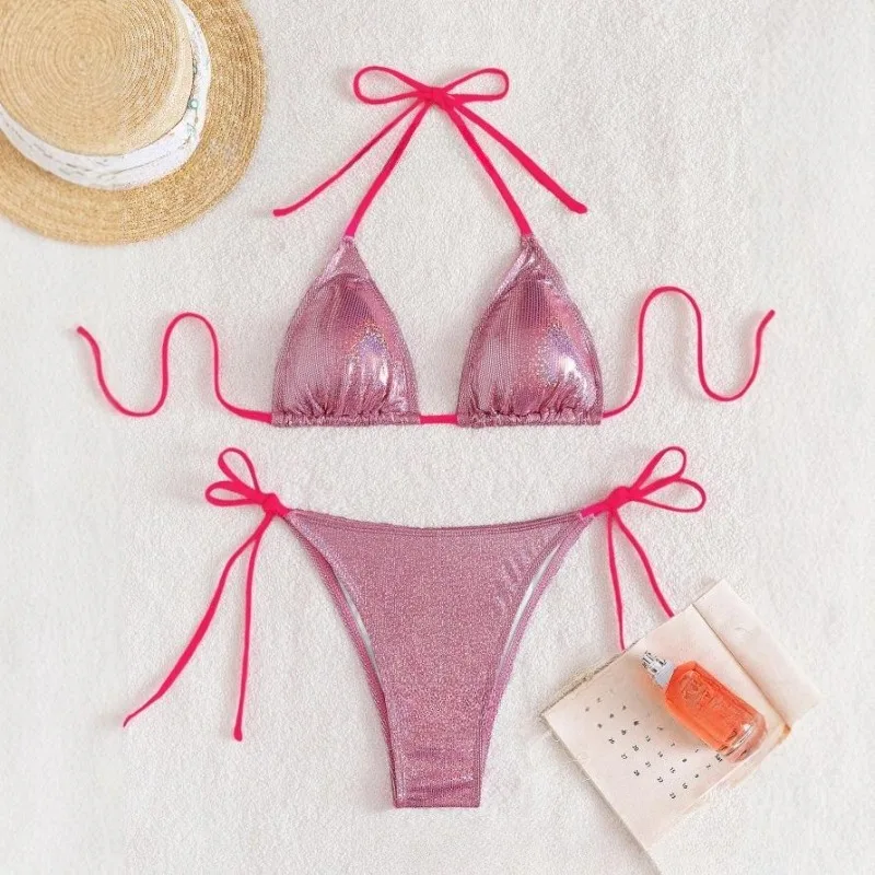Summer Shiny Sexy Bikini Set Drawstring Women Bikinis Swimsuit Two Piece Bandage Femenina Swimwears Biquini Beachwear Push Up
Summer Shiny Sexy Bikini Set Drawstring Women Bikinis Swimsuit Two Piece Bandage Femenina Swimwears Biquini Beachwear Push Up