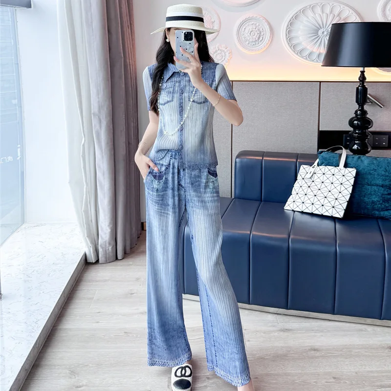 Miyaka Style Wrinkled Retro Denim Set Women's Single Bretted Short Sleeve Top Straight Pants Two-piece Set 2025 Summer New Style
Miyaka Style Wrinkled Retro Denim Set Women's Single Bretted Short Sleeve Top Straight Pants Two-piece Set 2025 Summer New Style