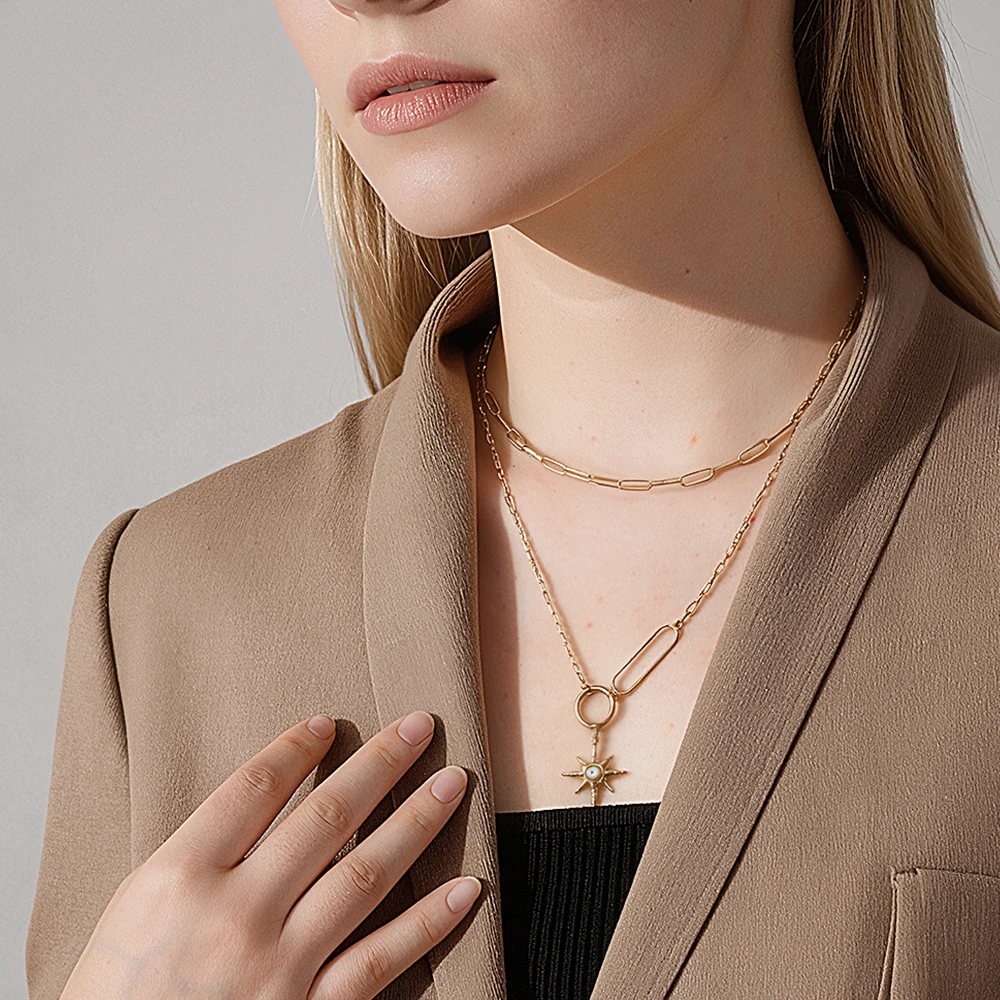 ENFASHION Para Mujer: Многослойные ожерелья для женщин из нержавеющей стали с покрытием из 18-каратного золота, модные украшения в стиле High Street P263694
ENFASHION Para Mujer: Многослойные ожерелья для женщин из нержавеющей стали с покрытием из 18-каратного золота, модные украшения в стиле High Street P263694