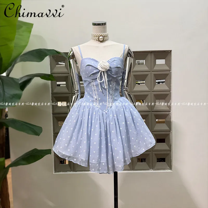 2026 Summer Korean Socialite Princess Party Dress 3D Corsage V-Neck Sleeveless Halter High Waist Slim Dot Short Dress For Women
2026 Summer Korean Socialite Princess Party Dress 3D Corsage V-Neck Sleeveless Halter High Waist Slim Dot Short Dress For Women