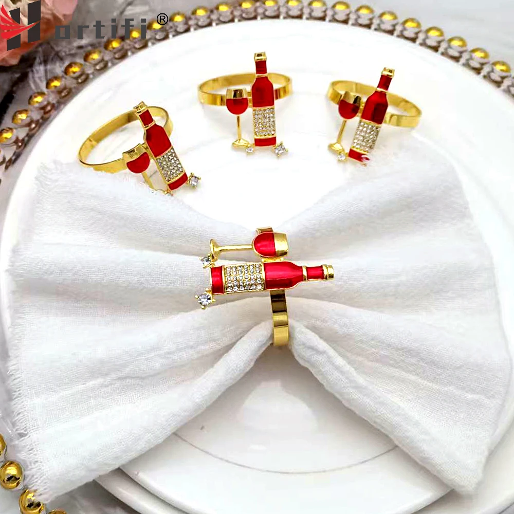 6Pcs Wedding Gold Napkin Rings Rhinestone Wine Bottle Napkin Holder Ring for Wedding Birthday Party Banquet Table Decoration
6Pcs Wedding Gold Napkin Rings Rhinestone Wine Bottle Napkin Holder Ring for Wedding Birthday Party Banquet Table Decoration
