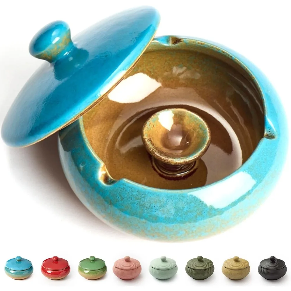 Синяя керамическая пепельница с крышкой — ветрозащитная и бездымная для патио, балкона, дома и офиса
Синяя керамическая пепельница с крышкой — ветрозащитная и бездымная для патио, балкона, дома и офиса