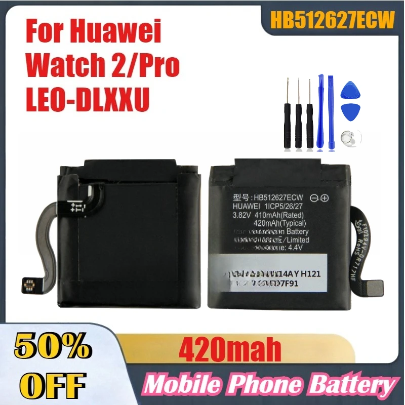 420mah HB512627ECW High-Quality Replacement Battery for Huawei Watch 2/Pro LEO-DLXXU Replacement Batteries 
420mah HB512627ECW High-Quality Replacement Battery for Huawei Watch 2/Pro LEO-DLXXU Replacement Batteries