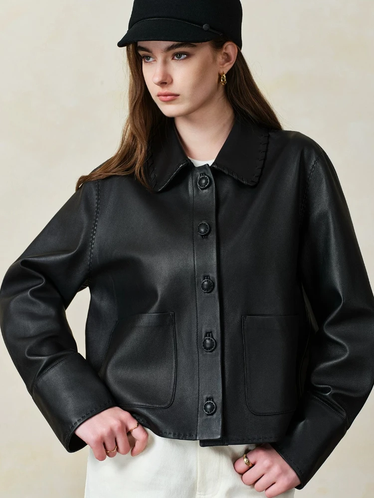 High-end Genuine Leather Jacket Women Fashion Matte Sheepskin Lapel Collar Short Style Locomotive Leather Jackets jaqueta couro
High-end Genuine Leather Jacket Women Fashion Matte Sheepskin Lapel Collar Short Style Locomotive Leather Jackets jaqueta couro