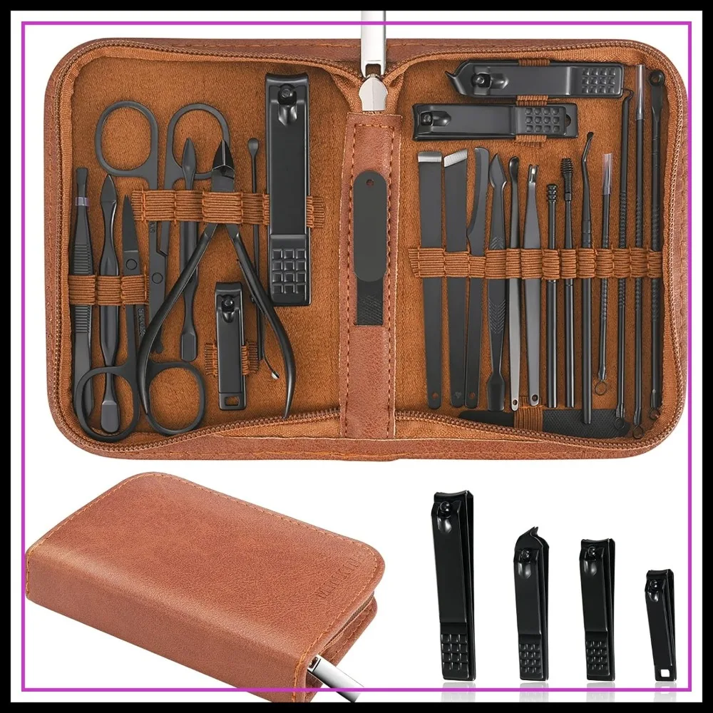 26-Piece Professional Manicure Set, Stainless Steel Nail Clipper Kit with Travel Case
26-Piece Professional Manicure Set, Stainless Steel Nail Clipper Kit with Travel Case