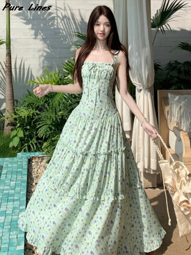 Women's Boho Lace Trim Draw String Floral Print Spaghetti Strap Dress French Holiday Slim Tiered Dress Summer Woman Clothing
Women's Boho Lace Trim Draw String Floral Print Spaghetti Strap Dress French Holiday Slim Tiered Dress Summer Woman Clothing
