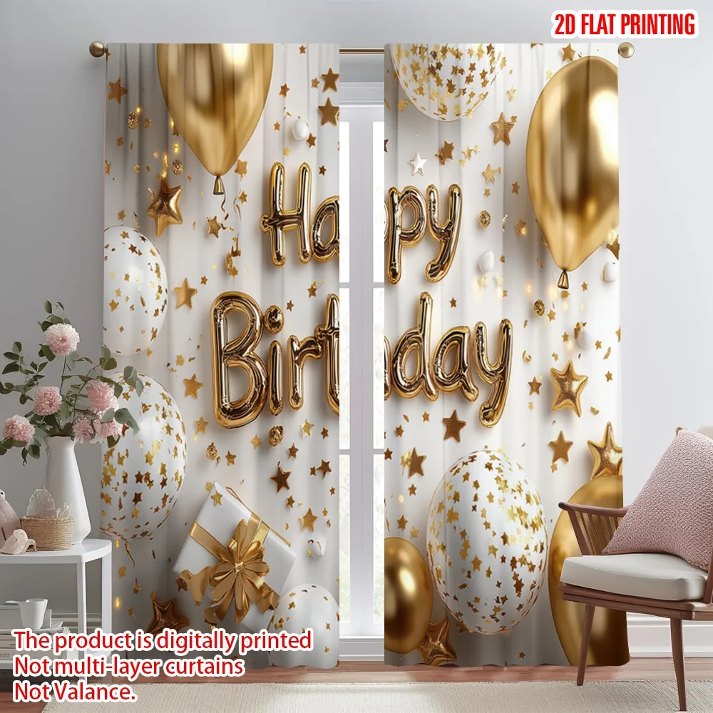 2D flat printing 2pcs Window Treatment Curtains Birthday Gold Balloons Digital Printed Polyester Drapes Family Party Decoration
2D flat printing 2pcs Window Treatment Curtains Birthday Gold Balloons Digital Printed Polyester Drapes Family Party Decoration