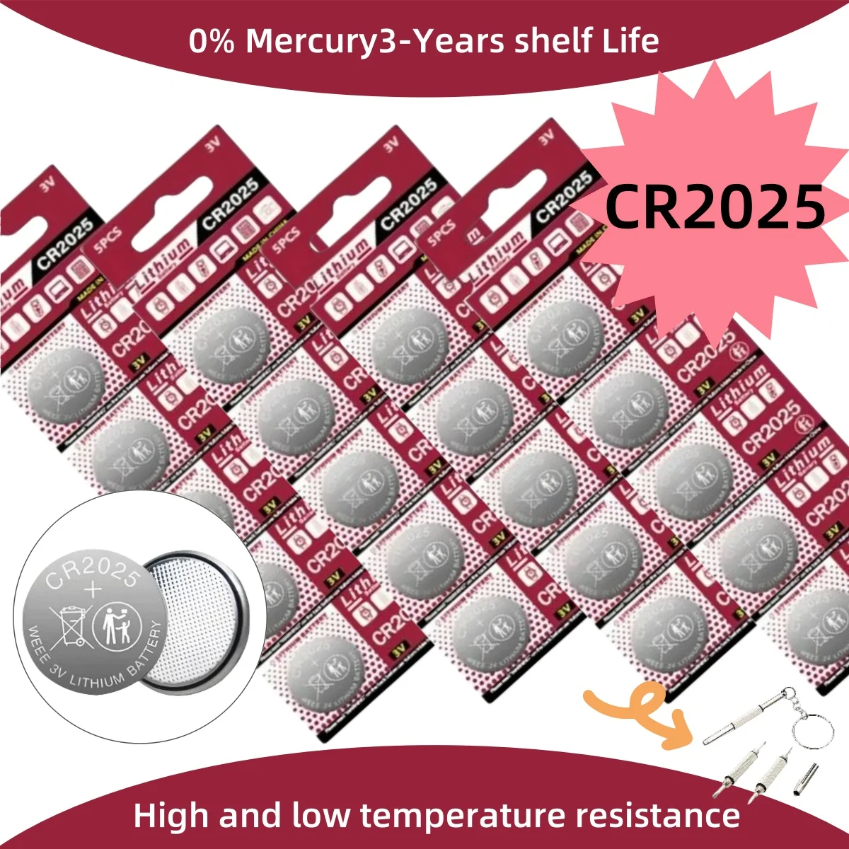 3V 2PCS-60PCS CR2025 Lithium Button Battery DL2025 BR2025 5003LC LM2025 CR 2025 Coin Cell Watch Batteries for Toys Clock Compute
3V 2PCS-60PCS CR2025 Lithium Button Battery DL2025 BR2025 5003LC LM2025 CR 2025 Coin Cell Watch Batteries for Toys Clock Compute