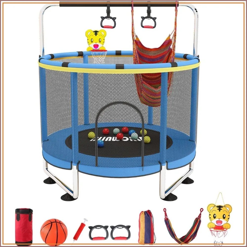 55" Kids Trampoline with Basketball Hoop, 440lbs Capacity, Adjustable Height, Indoor/Outdoor (Blue)
55" Kids Trampoline with Basketball Hoop, 440lbs Capacity, Adjustable Height, Indoor/Outdoor (Blue)