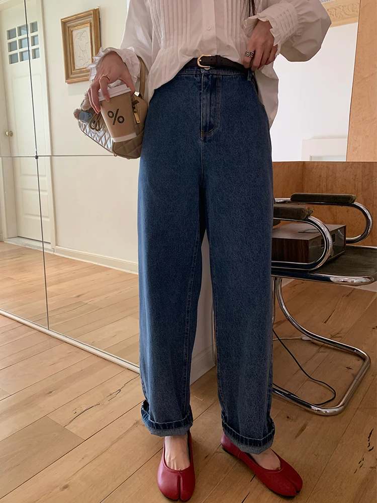 Синие джинсы Sli в стиле ретро, женские прямые брюки, свободный крой, весна-осень, модный дизайн, длинные брюки большого размера, уменьшающие возраст
Синие джинсы Sli в стиле ретро, женские прямые брюки, свободный крой, весна-осень, модный дизайн, длинные брюки большого размера, уменьшающие возраст