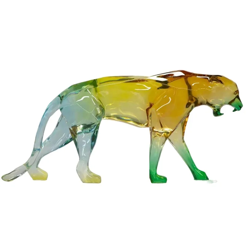 Home office decoration animal statue luxury living room display colorful transparent resin leopard sculpture
Home office decoration animal statue luxury living room display colorful transparent resin leopard sculpture