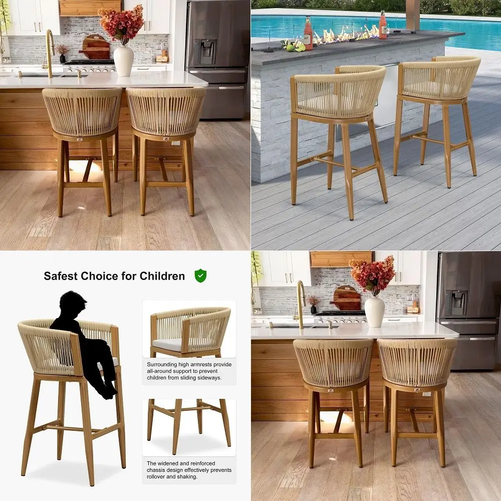 Outdoor Bar Stools Set of 2 Wicker Bar Height Stool Bar Chairs Aluminum Barstool for Outdoor or Indoor Garden Balcony Lawn Teak
Outdoor Bar Stools Set of 2 Wicker Bar Height Stool Bar Chairs Aluminum Barstool for Outdoor or Indoor Garden Balcony Lawn Teak
