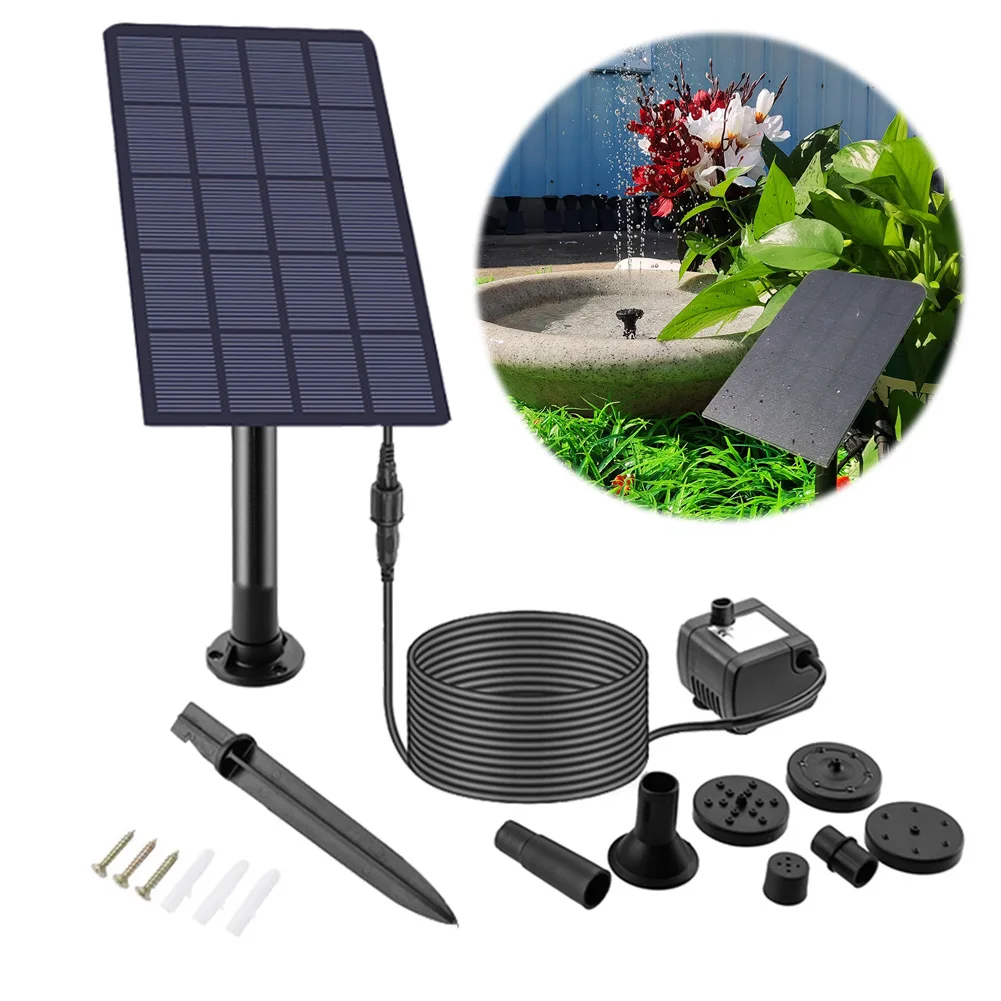 2.5W 5V Solar Water Pump Brushless Motor Solar Power Panel Water Pump Different Nozzles Solar Pond Pump for Garden Pool Pond
2.5W 5V Solar Water Pump Brushless Motor Solar Power Panel Water Pump Different Nozzles Solar Pond Pump for Garden Pool Pond