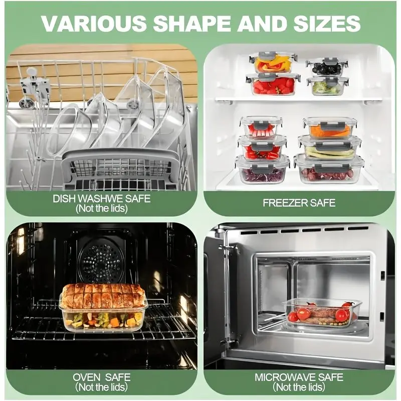 24-Piece Glass Food Storage Set: 12 Leak-Resistant Containers + 12 Secure Lids – Microwave-Safe, Oven-Safe, Fridge-Friendly & Dishwasher-Safe Bento Boxes for Meal Prep and Daily Food Storage (Grey)
24-Piece Glass Food Storage Set: 12 Leak-Resistant Containers + 12 Secure Lids – Microwave-Safe, Oven-Safe, Fridge-Friendly & Dishwasher-Safe Bento Boxes for Meal Prep and Daily Food Storage (Grey)