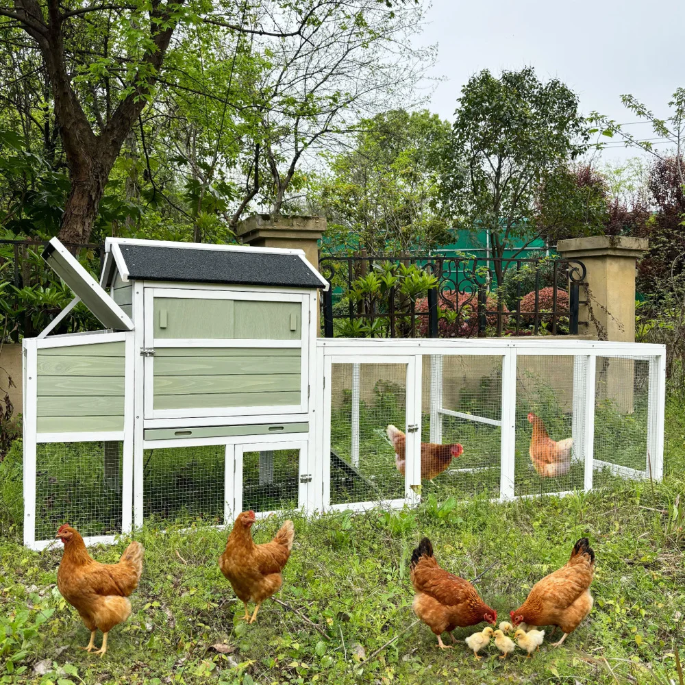 Wooden Chicken Coop, Large Outdoor Hen House with Run and Nesting Box Poultry Cage, Rabbit Hutch, Waterproof Anti-UV Panel for Backyard
Wooden Chicken Coop, Large Outdoor Hen House with Run and Nesting Box Poultry Cage, Rabbit Hutch, Waterproof Anti-UV Panel for Backyard