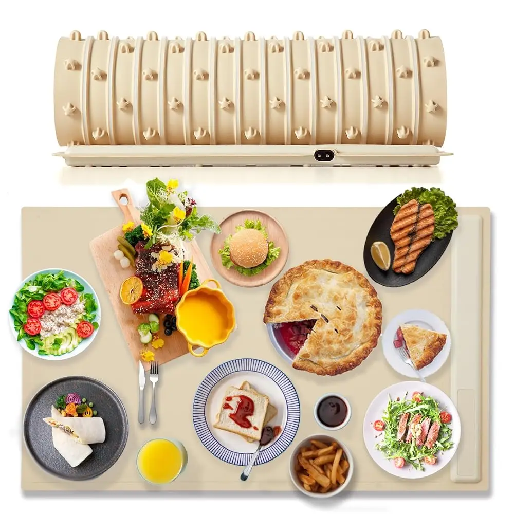 Electric Warming Tray With Adjustable Temperature, 2024 Portable Silicone Food Warming Mat, Fast Heating, Foldable, Travel Roll
Electric Warming Tray With Adjustable Temperature, 2024 Portable Silicone Food Warming Mat, Fast Heating, Foldable, Travel Roll