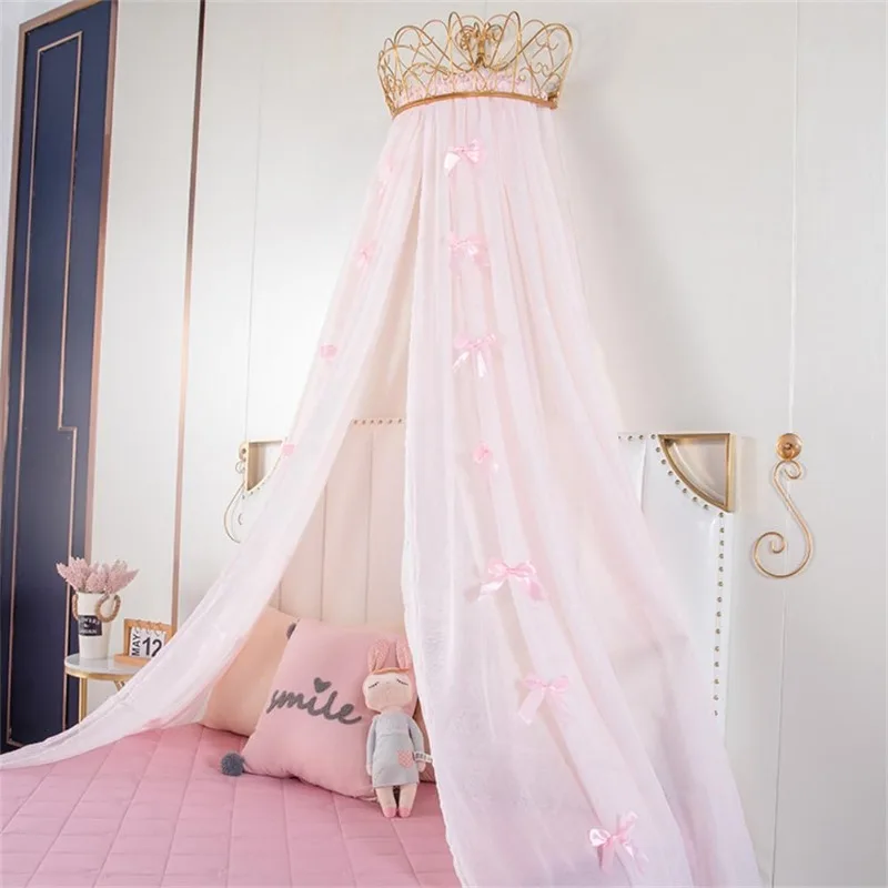 Princess Bed Canopy Chiffon Girls Bed Curtain Decorative Drapery Metal Crown for Girls Cute Pink Bow-knots Kids Bedding
Princess Bed Canopy Chiffon Girls Bed Curtain Decorative Drapery Metal Crown for Girls Cute Pink Bow-knots Kids Bedding