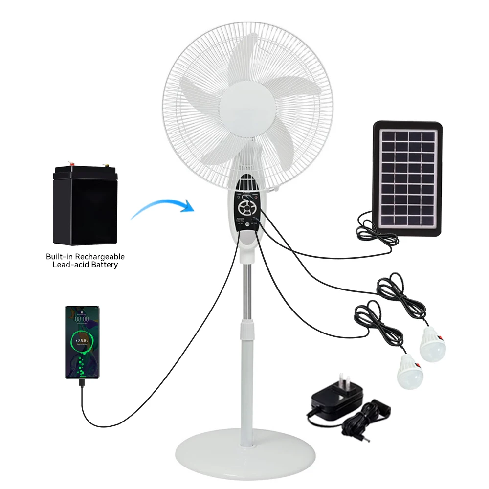 16 Inch LED Lights USB Charger Rechargeable Stand Fan with Panel and Battery for Home
16 Inch LED Lights USB Charger Rechargeable Stand Fan with Panel and Battery for Home