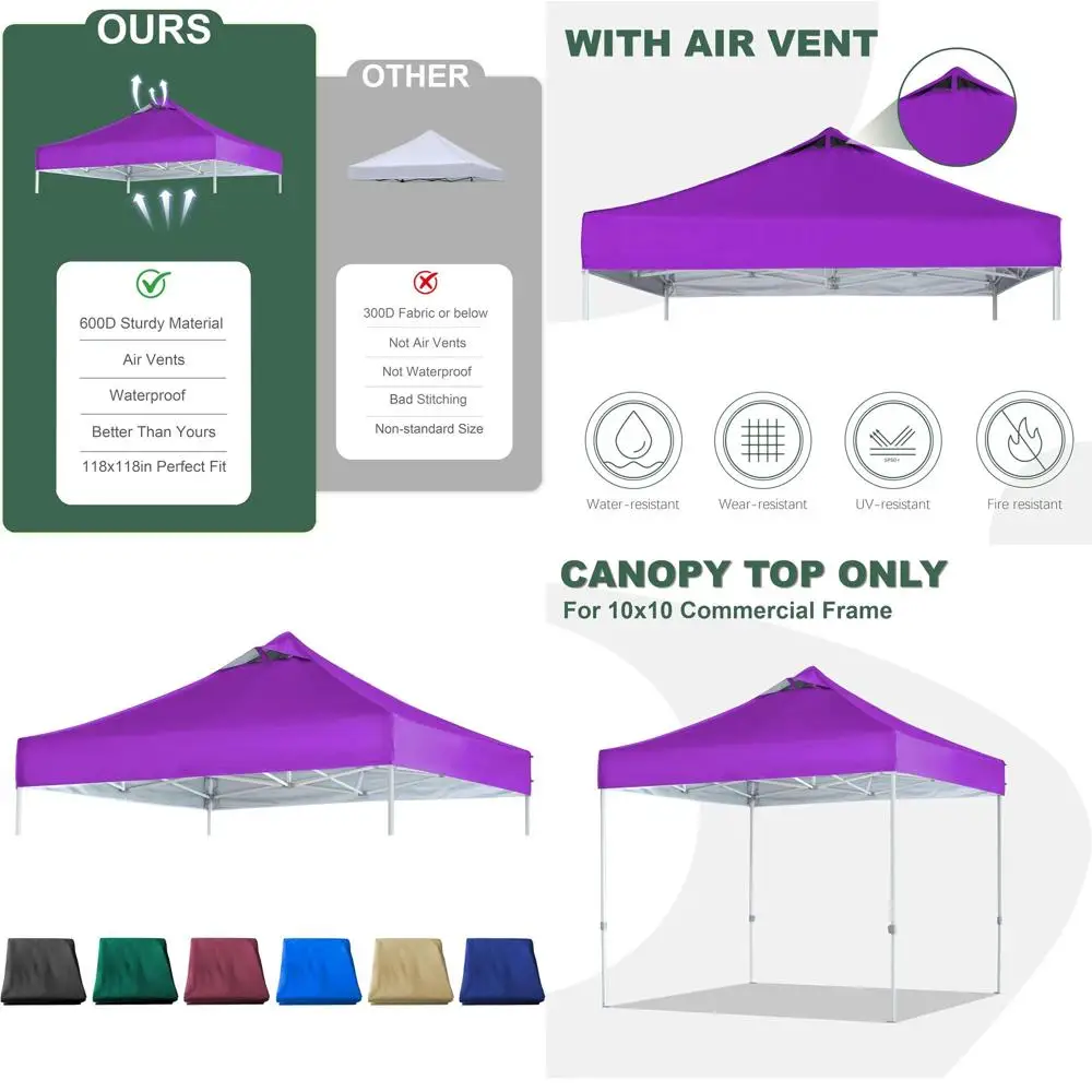 10x10 Straight Leg Pop Up Canopy Replacement Cover with Air Vent
10x10 Straight Leg Pop Up Canopy Replacement Cover with Air Vent