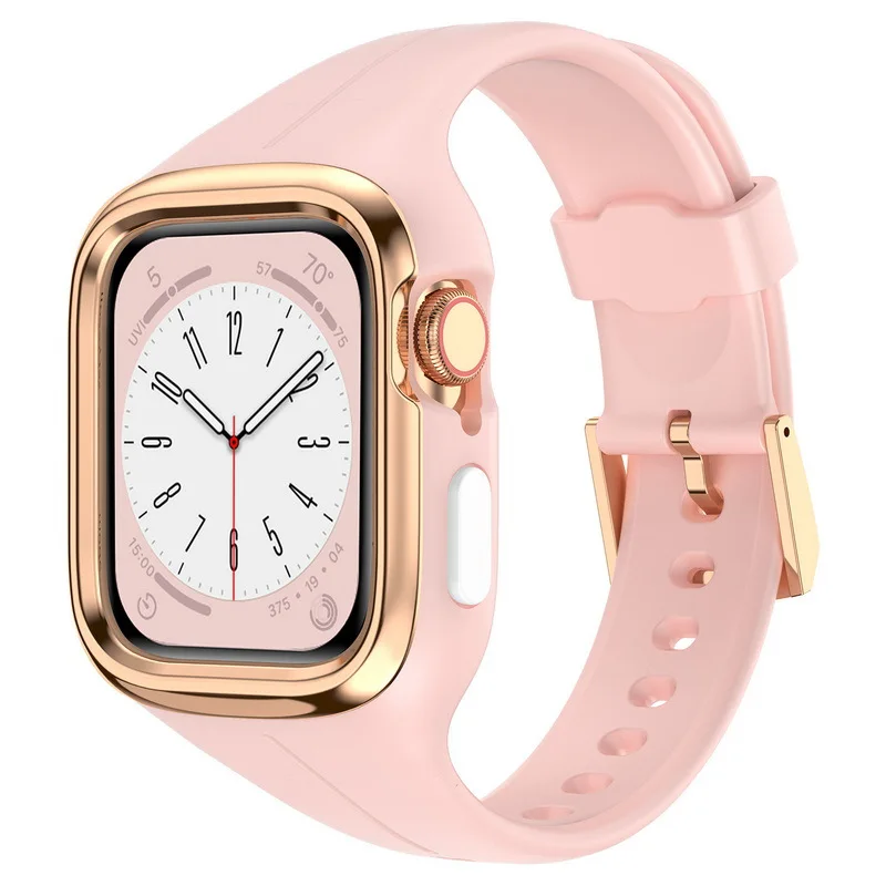 For Apple 56789 10 11 strap watch stainless steel case liquid silicone women's 40/41mm watch bands sets
For Apple 56789 10 11 strap watch stainless steel case liquid silicone women's 40/41mm watch bands sets