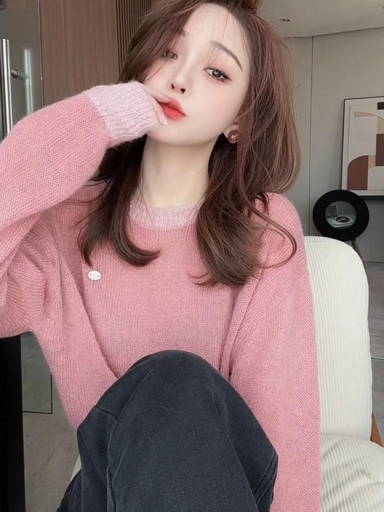 Модный розовый вязаный свитер в нежном стиле для женщин: весенний базовый топ, утягивающая внутренняя одежда, нижняя рубашка, женская верхняя одежда
Модный розовый вязаный свитер в нежном стиле для женщин: весенний базовый топ, утягивающая внутренняя одежда, нижняя рубашка, женская верхняя одежда