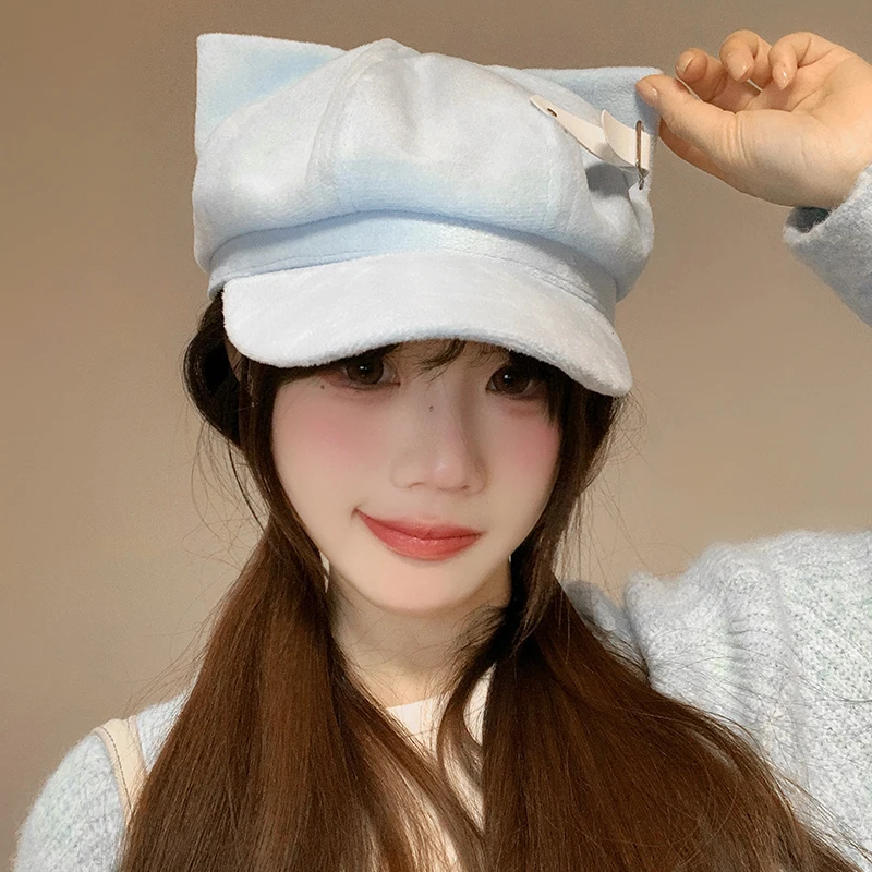Niche Y2k Cat Ears Plush Octagonal beret Hat Women's Spring and Autumn New Sweet Versatile Wide-brimmed Newsboy Cap Gorras
Niche Y2k Cat Ears Plush Octagonal beret Hat Women's Spring and Autumn New Sweet Versatile Wide-brimmed Newsboy Cap Gorras