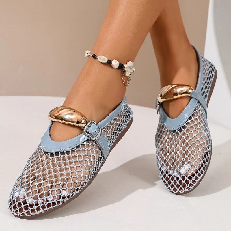 New Fishnet Hollow Out Sandals Women Summer Round Toe Metal Buckle Mary Jane Shoes Flat Buckle Large Size Beach Shoes Sandals
New Fishnet Hollow Out Sandals Women Summer Round Toe Metal Buckle Mary Jane Shoes Flat Buckle Large Size Beach Shoes Sandals