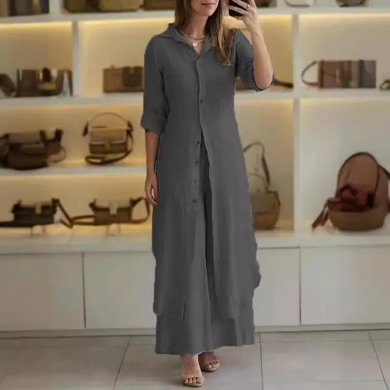 Cotton Linen Waist Cinched Long Shirt Wide Leg Pants Women's Casual Fashion Set Three Pieces Winter Collection
Cotton Linen Waist Cinched Long Shirt Wide Leg Pants Women's Casual Fashion Set Three Pieces Winter Collection
