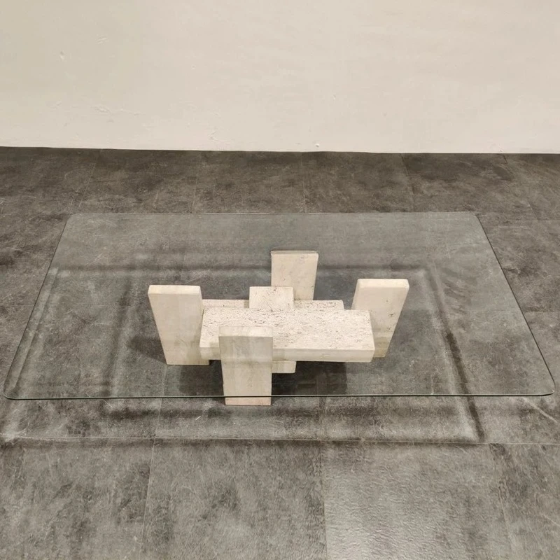 Tempered glass coffee table light luxury simple yellow travertine rectangular coffee table tea table small apartment
Tempered glass coffee table light luxury simple yellow travertine rectangular coffee table tea table small apartment
