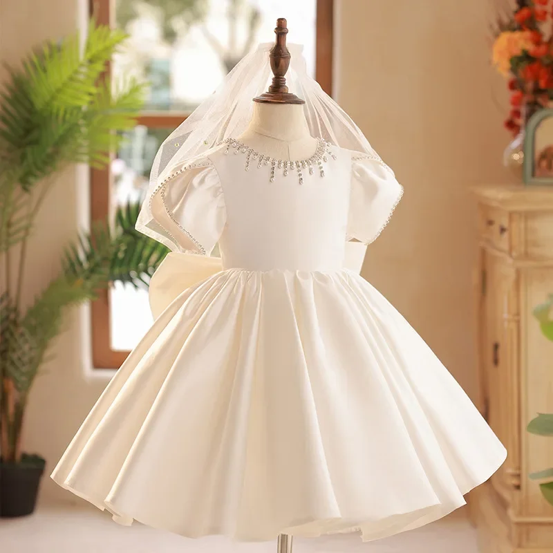 Summer Solid Beading Princess Dress Round Neck Elegant Children Bridesmaid Clothing Luxury Dresses for Wedding Noble Kid Clothes
Summer Solid Beading Princess Dress Round Neck Elegant Children Bridesmaid Clothing Luxury Dresses for Wedding Noble Kid Clothes