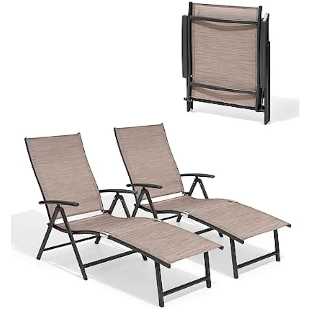 Outdoor Chaise Lounge Set of 2, Aluminum Pool Lounge Chairs with Adjustable Backrest & Footrest, Foldable Pool Lounger|
Outdoor Chaise Lounge Set of 2, Aluminum Pool Lounge Chairs with Adjustable Backrest & Footrest, Foldable Pool Lounger|