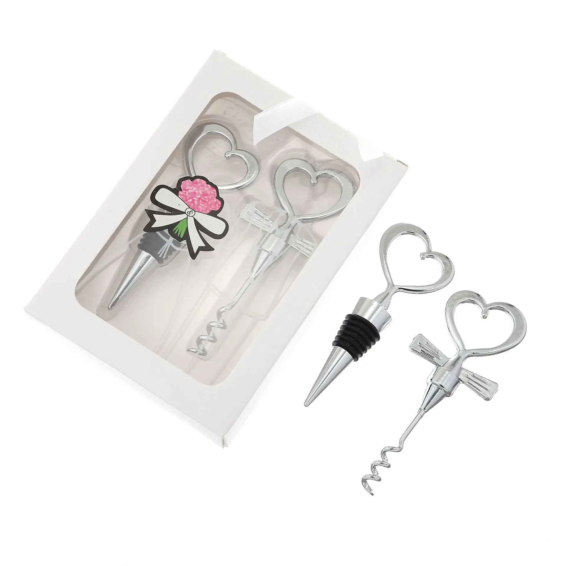 10Pcs Heart Shaped Wine Bottle Opener & Stopper Set, European and American Wedding Favors Wine Corkscrew Kit with Gift Box
10Pcs Heart Shaped Wine Bottle Opener & Stopper Set, European and American Wedding Favors Wine Corkscrew Kit with Gift Box