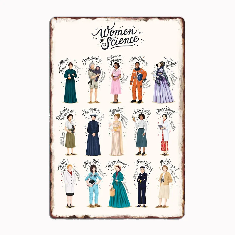 Women of Science Poster Metal Poster Sign Club Custom Indoor Wall Tin Sign Room Decor Home Decor
Women of Science Poster Metal Poster Sign Club Custom Indoor Wall Tin Sign Room Decor Home Decor