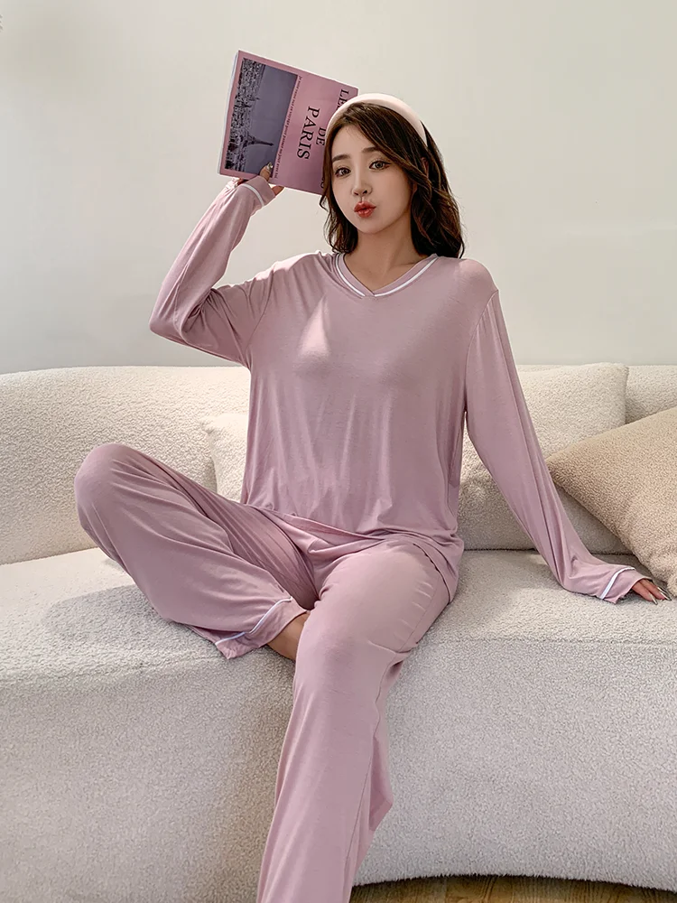 Spring Summer Modal Casual Loose Fit Long Sleeve V-Neck Sleepwear Set Thin Home Clothes Women's Comfortable Air Conditioning ...
Spring Summer Modal Casual Loose Fit Long Sleeve V-Neck Sleepwear Set Thin Home Clothes Women's Comfortable Air Conditioning ...