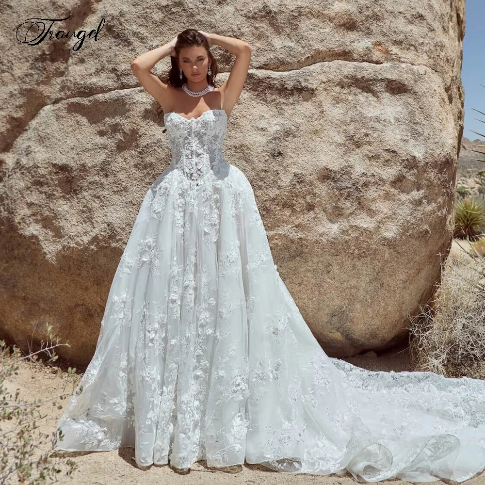 Customized A-Line Delicate Wedding Dresses Strapless Vestido De Novia Lace Appliques Glamorous Vintage Chic Robe De Mariee
Customized A-Line Delicate Wedding Dresses Strapless Vestido De Novia Lace Appliques Glamorous Vintage Chic Robe De Mariee