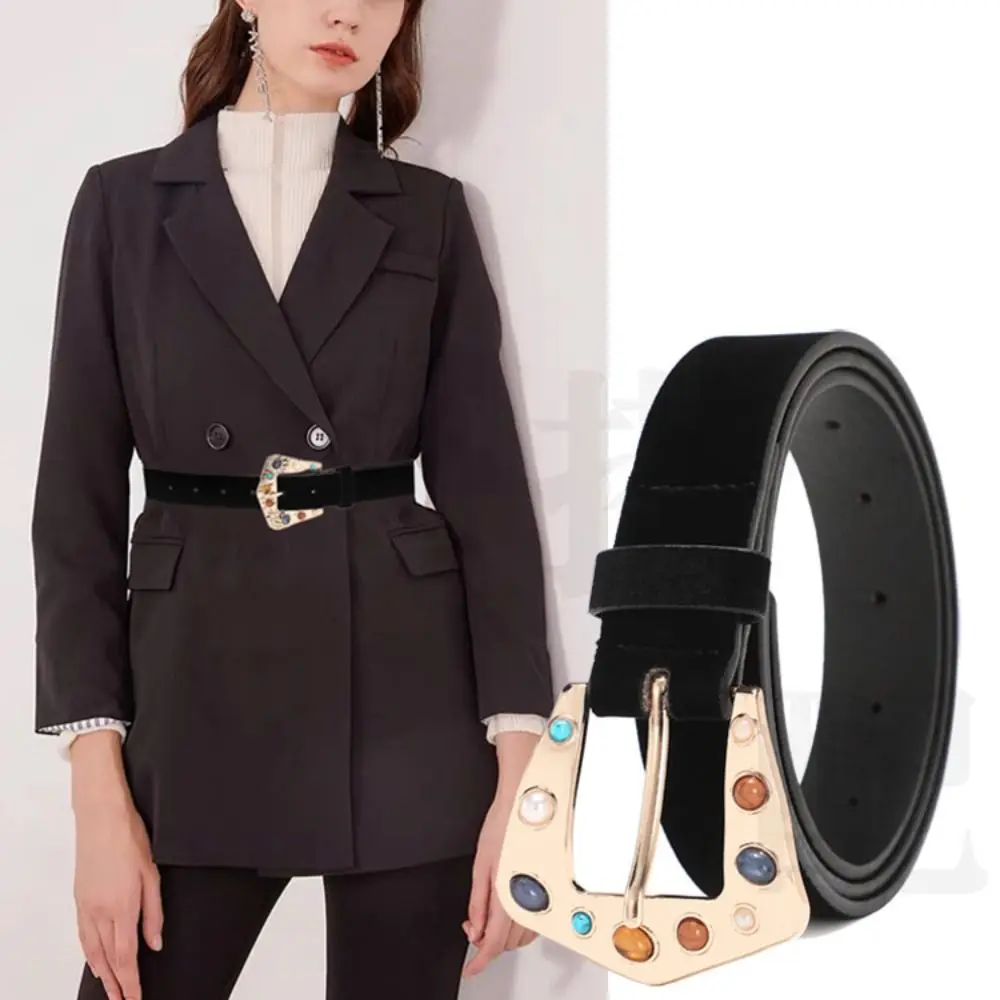 Fashion Colorful Rhinestone Buckle Suede Rivet Belt Casual Elegant Waist Belt Luxury Design Waistband For Women
Fashion Colorful Rhinestone Buckle Suede Rivet Belt Casual Elegant Waist Belt Luxury Design Waistband For Women
