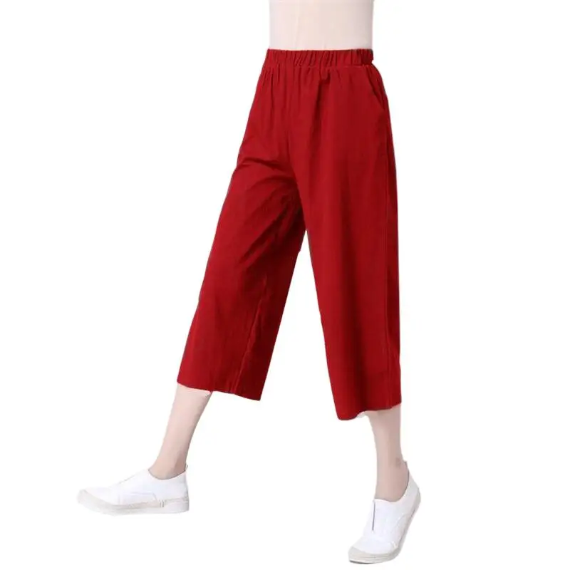 Summer Trousers Cotton Linen Straight Cool Woman Pants Casual Calf-length Wide Leg Pants 2024 Vintage Pants Red
Summer Trousers Cotton Linen Straight Cool Woman Pants Casual Calf-length Wide Leg Pants 2024 Vintage Pants Red