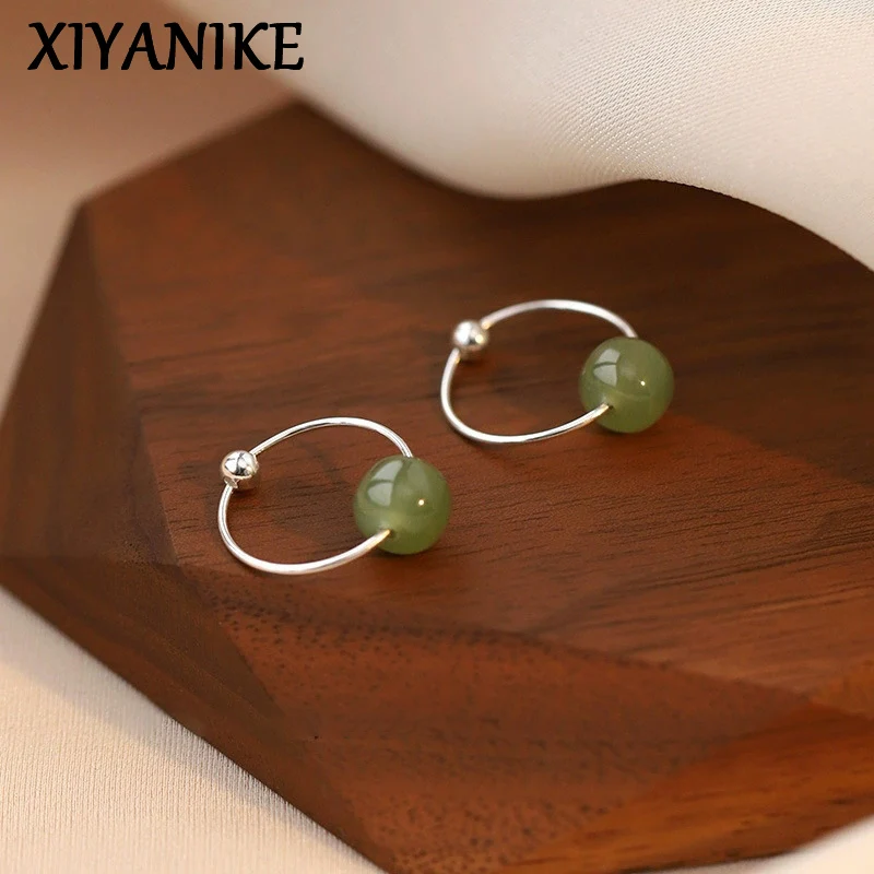 XIYANIKE Imitation Hotan Jade Bead Hoop Earrings For Women Lady Fashion New Jewelry Gift Party Wedding серьги женски
XIYANIKE Imitation Hotan Jade Bead Hoop Earrings For Women Lady Fashion New Jewelry Gift Party Wedding серьги женски