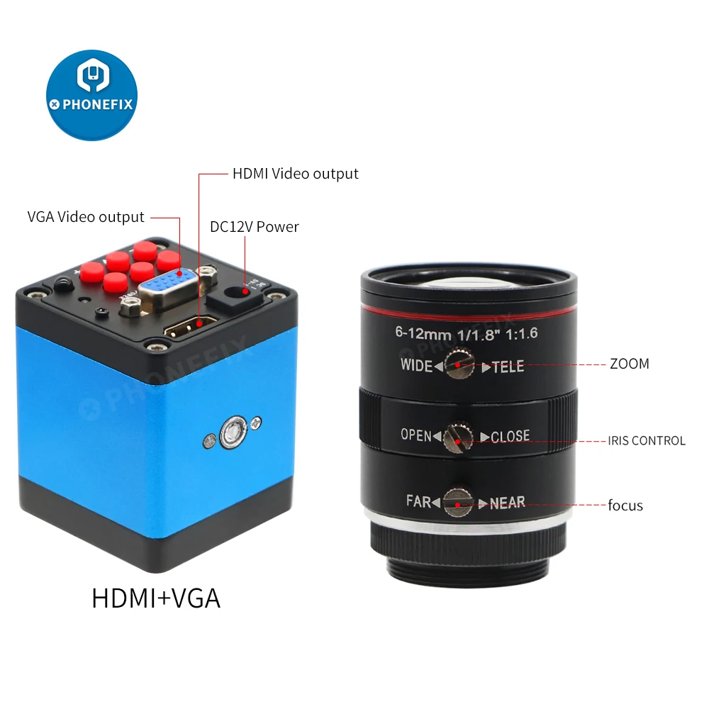 13MP HDMI VGA Industrial Cameras Live Video Camera 1/1.8" F/1.6 C Mount with 6-12mm Lens for Live Broadcast Streaming Recording
13MP HDMI VGA Industrial Cameras Live Video Camera 1/1.8" F/1.6 C Mount with 6-12mm Lens for Live Broadcast Streaming Recording