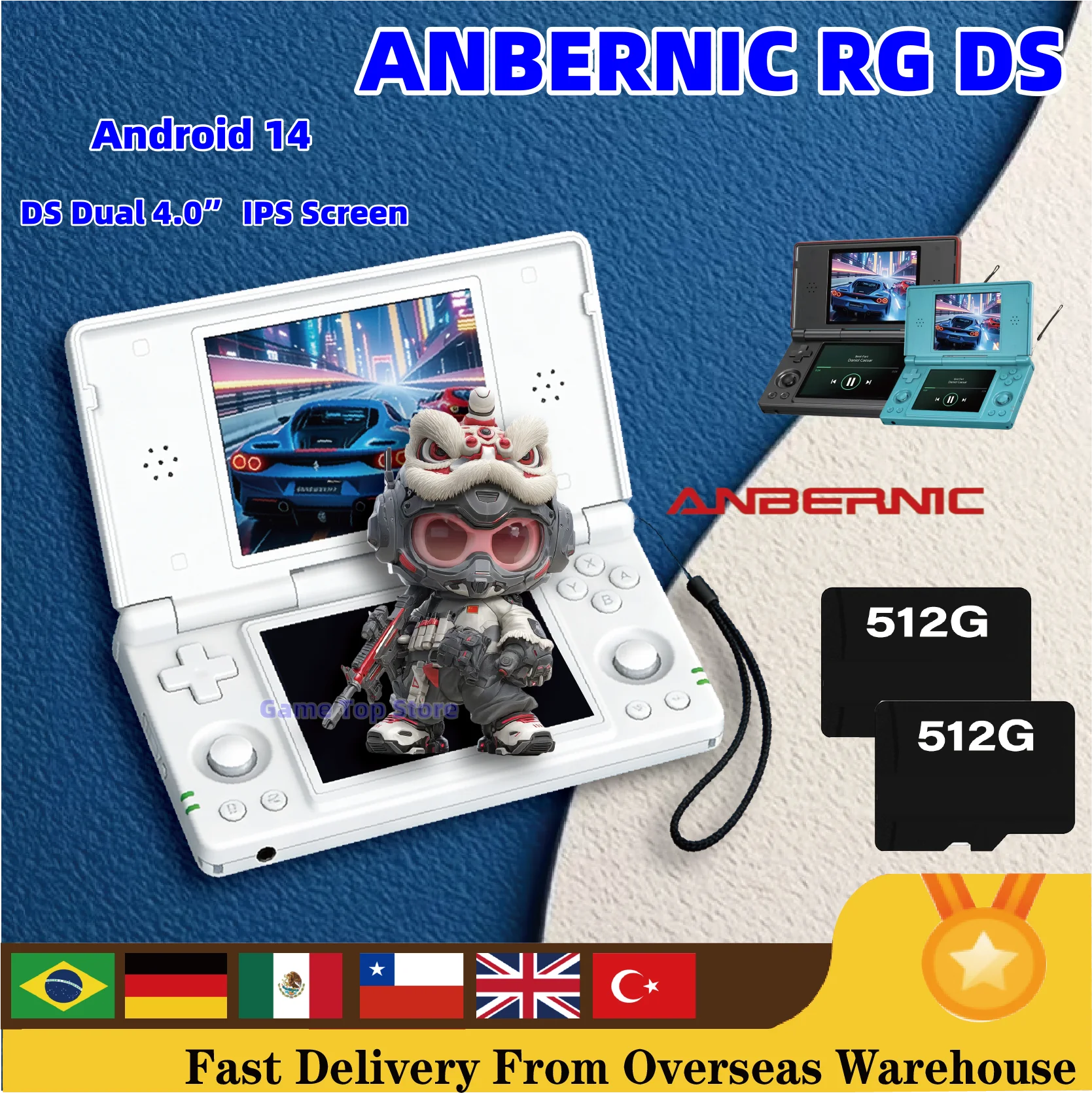 Anbernic RG DS Video Game Console Dual 4.0” IPS Screen Android 14 Support Dual Application On Split Screens & Hall PSP PS2 Gift
Anbernic RG DS Video Game Console Dual 4.0” IPS Screen Android 14 Support Dual Application On Split Screens & Hall PSP PS2 Gift